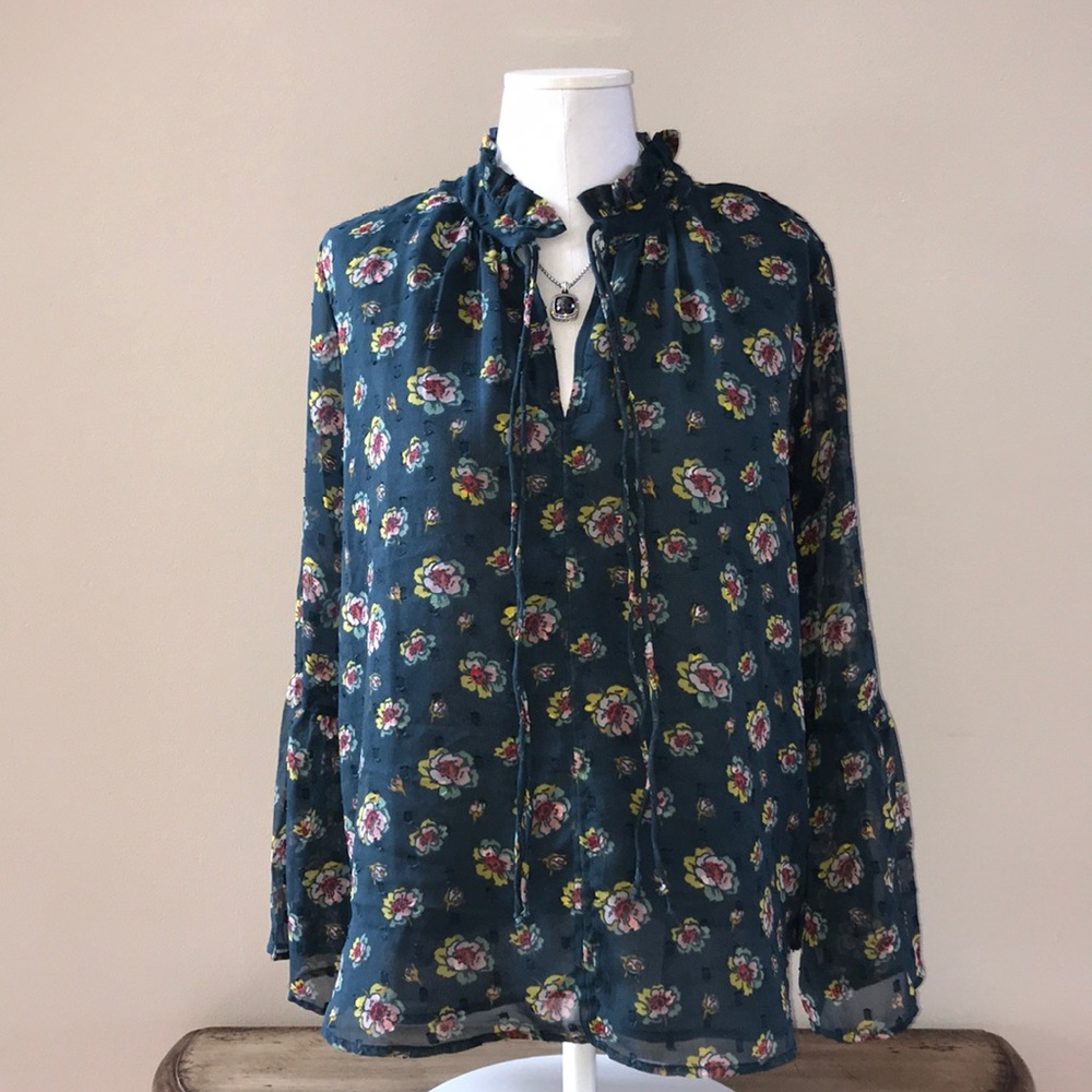 LOFT TEAL FLORAL BLOUSE